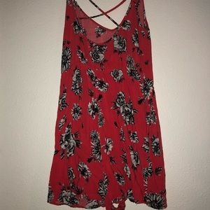 Red floral romper